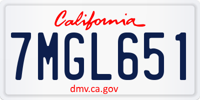 CA license plate 7MGL651
