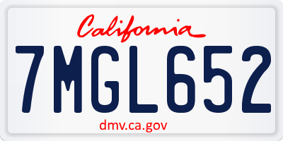 CA license plate 7MGL652