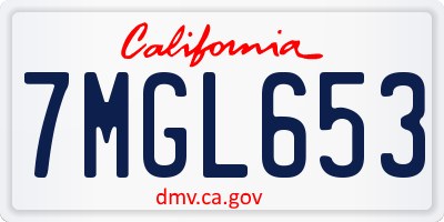 CA license plate 7MGL653