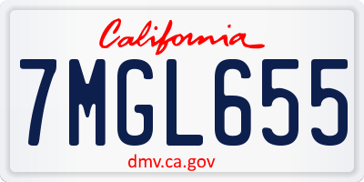 CA license plate 7MGL655