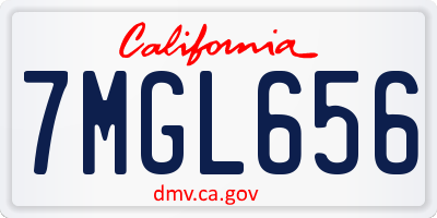 CA license plate 7MGL656