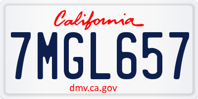 CA license plate 7MGL657