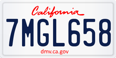 CA license plate 7MGL658