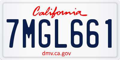 CA license plate 7MGL661