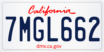 CA license plate 7MGL662
