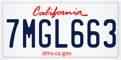 CA license plate 7MGL663