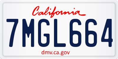 CA license plate 7MGL664