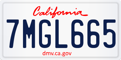 CA license plate 7MGL665
