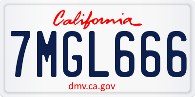 CA license plate 7MGL666