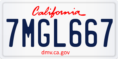 CA license plate 7MGL667