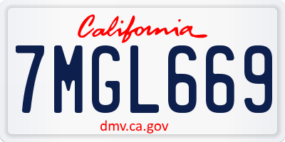 CA license plate 7MGL669