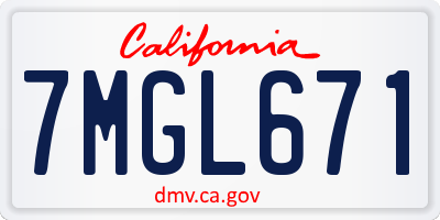 CA license plate 7MGL671