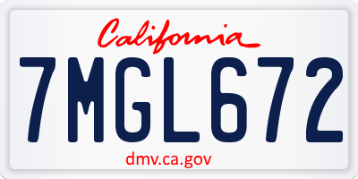 CA license plate 7MGL672
