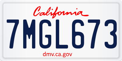 CA license plate 7MGL673