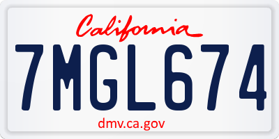 CA license plate 7MGL674