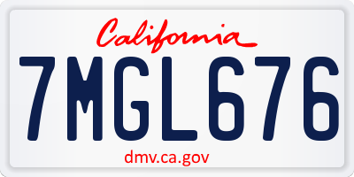 CA license plate 7MGL676