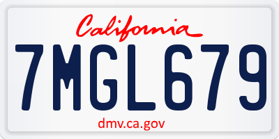 CA license plate 7MGL679