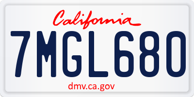 CA license plate 7MGL680
