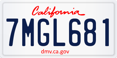 CA license plate 7MGL681