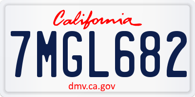 CA license plate 7MGL682