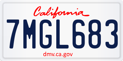 CA license plate 7MGL683