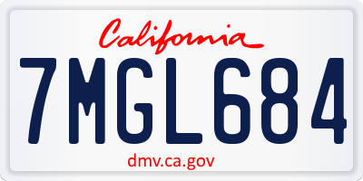 CA license plate 7MGL684