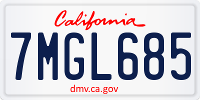 CA license plate 7MGL685