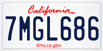 CA license plate 7MGL686
