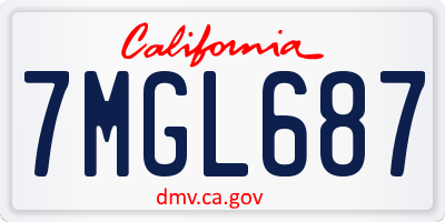 CA license plate 7MGL687