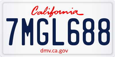 CA license plate 7MGL688