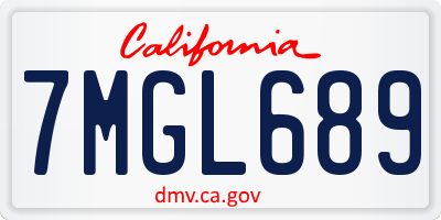 CA license plate 7MGL689