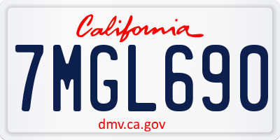CA license plate 7MGL690