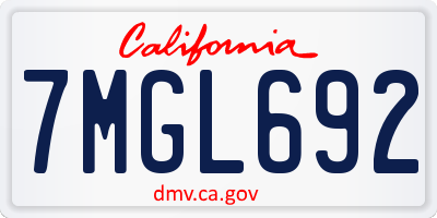 CA license plate 7MGL692