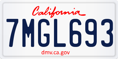 CA license plate 7MGL693