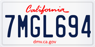 CA license plate 7MGL694