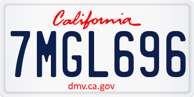 CA license plate 7MGL696