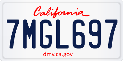 CA license plate 7MGL697