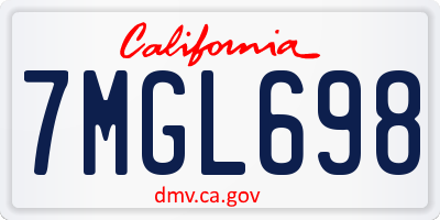 CA license plate 7MGL698
