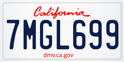 CA license plate 7MGL699