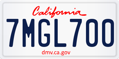 CA license plate 7MGL700