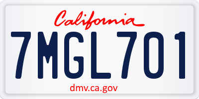 CA license plate 7MGL701