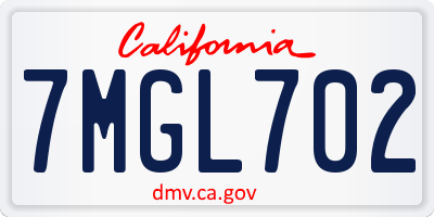 CA license plate 7MGL702