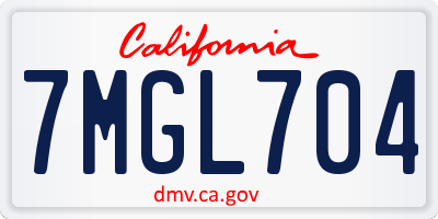 CA license plate 7MGL704