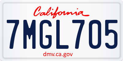 CA license plate 7MGL705