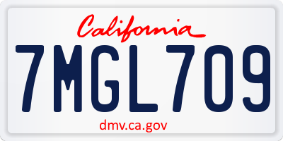 CA license plate 7MGL709