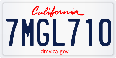 CA license plate 7MGL710