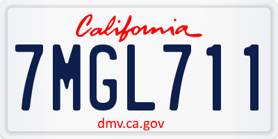 CA license plate 7MGL711