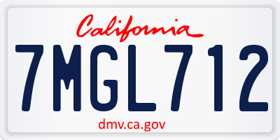 CA license plate 7MGL712
