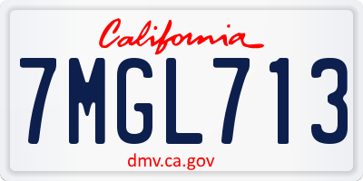 CA license plate 7MGL713