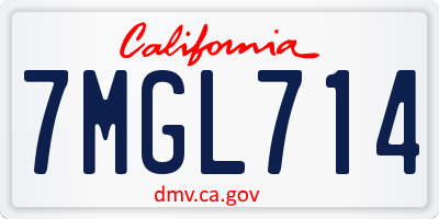 CA license plate 7MGL714